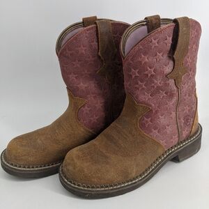 Ariat Fat baby heritage trio Pink and Brown Western Boots 6B